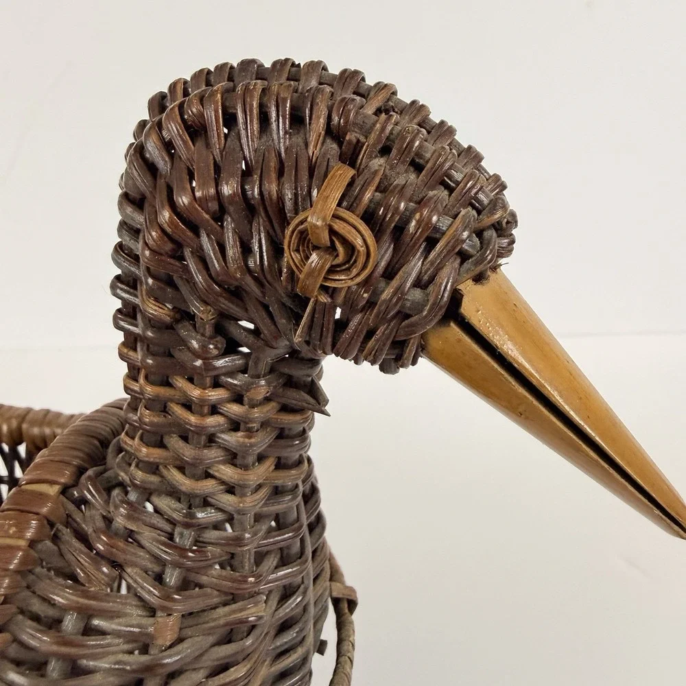 Vintage Wicker Duck Goose Basket Handwoven Bird Basket Rustic Farmhouse Decor